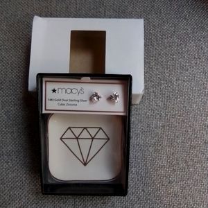 14K Gold Over Sterling Silver CZ Studs.... NWT